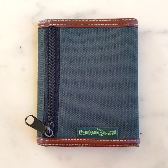 Vintage 1990s Sanrio KerokeroKeroppi Fabric with Leather Trim Folded Wallet. - Picture 2 of 5